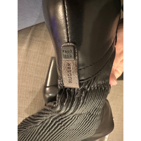 Women's Rudsak Black Leather Wedge Knee High Boots - Picture 7 of 12